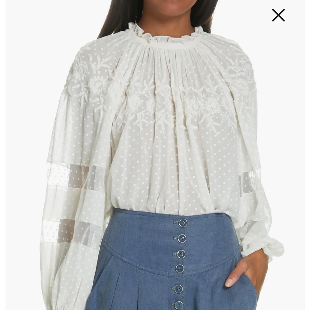 Ulla Johnson Nanon Embroidered Silk Blouse - Picture 3 of 11
